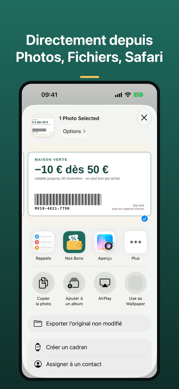 Le bouton Partager d’iOS : Nos Bons dans Photos, Fichiers, Safari